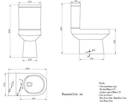 Rimless Close Coupled Toilet White Soft Close Seat Dual Flush Modern WC