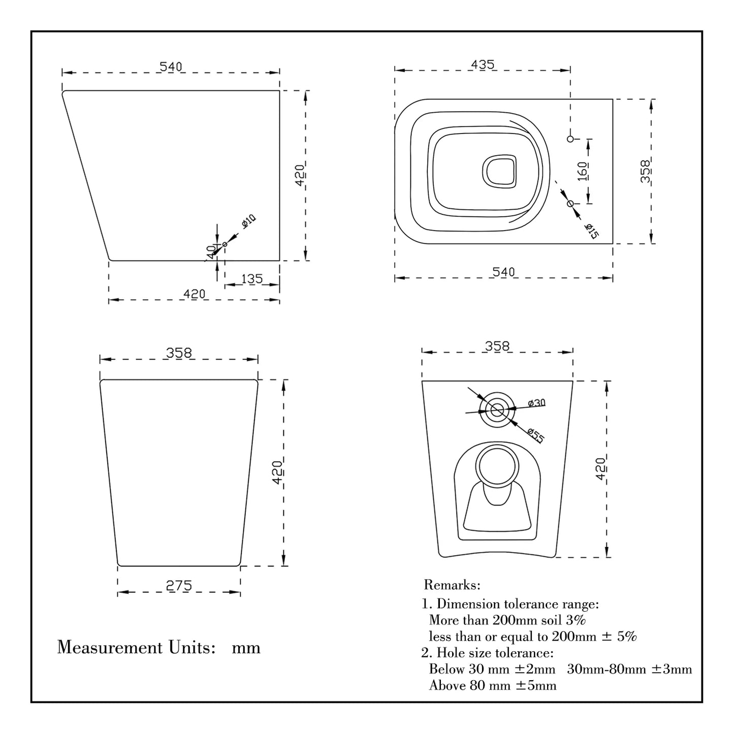 Bathroom Back To Wall Toilet Pan WC Soft Close Seat (UF) BTW