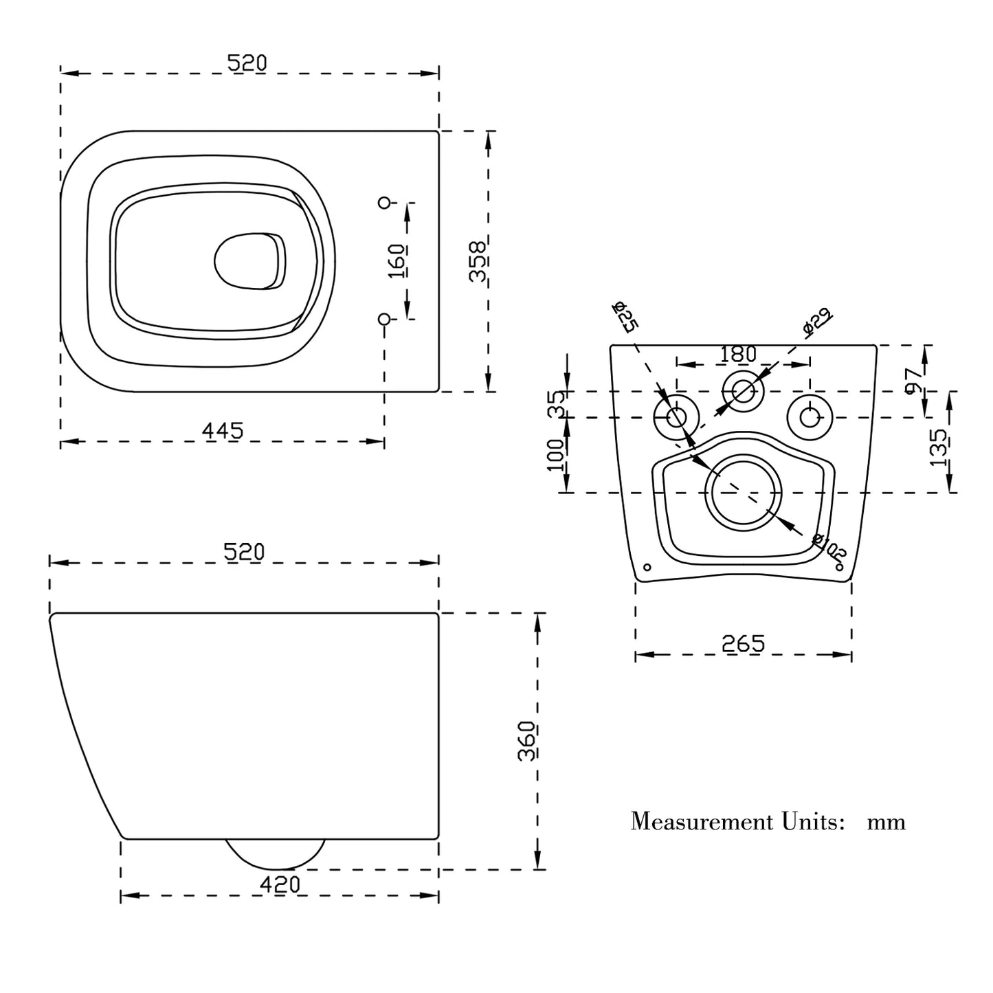 Bathroom Rimless Wall Hung Toilet UF Soft Close Seat Square WC Pan Modern