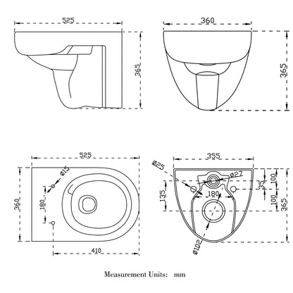 Wall HungToilet Modern Pan Cloakroom UF Soft Close Seat Round