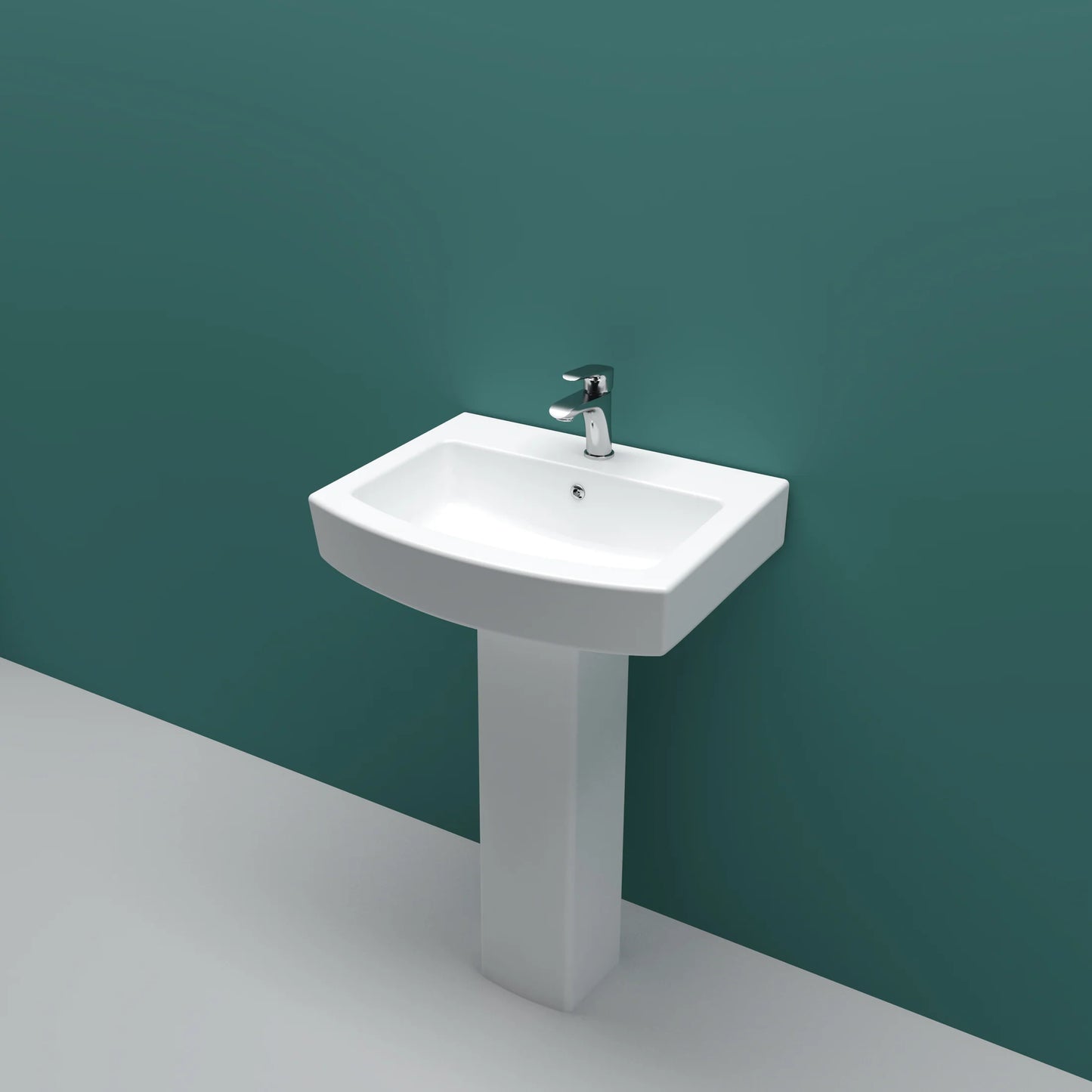 Pedestal Square Basin Sink Full Floorstanding Single Tap Hole