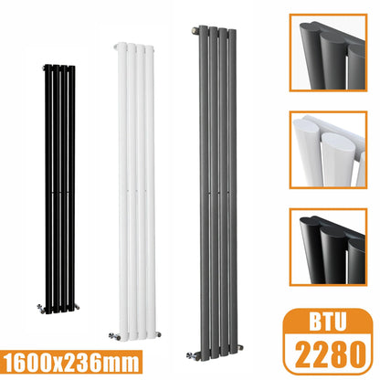 Oval Column White & Anthracite & Black Tall Vertical Central Heating Radiator