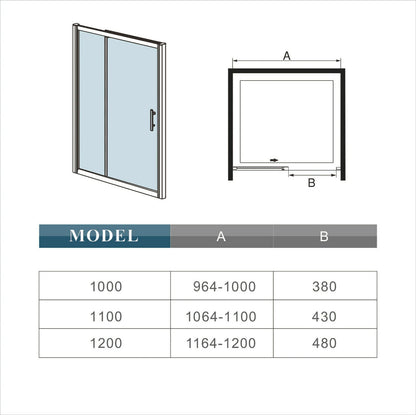 Shower sliding door single door 8mm Easy Clean Glass 1950mm Height