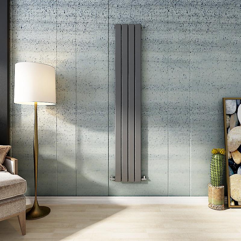 Tall Vertical Flat Panel Anthracite & White & Black Central Heating Radiator