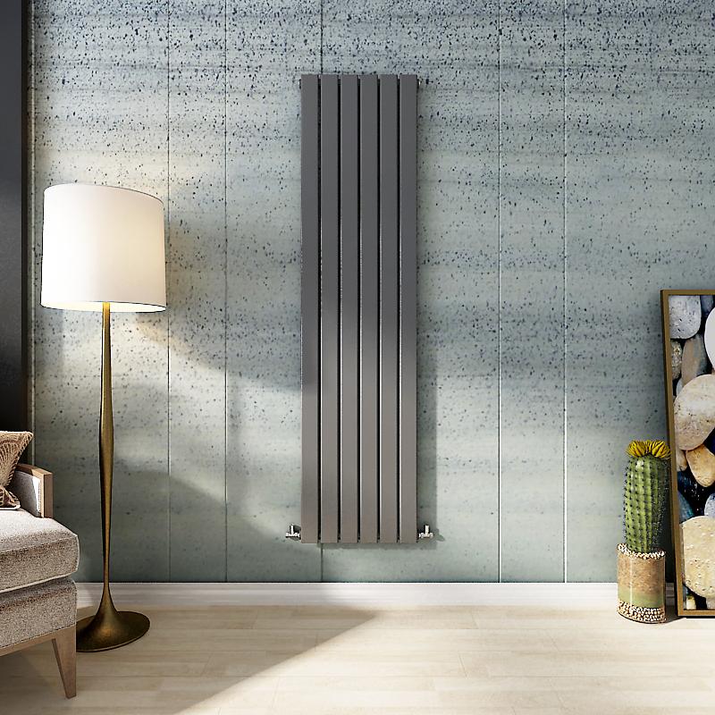 Tall Vertical Flat Panel Anthracite & White & Black Central Heating Radiator