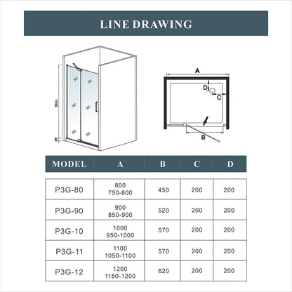 Pivot Shower Frameless Door 195cm height 8mm NANO Glass