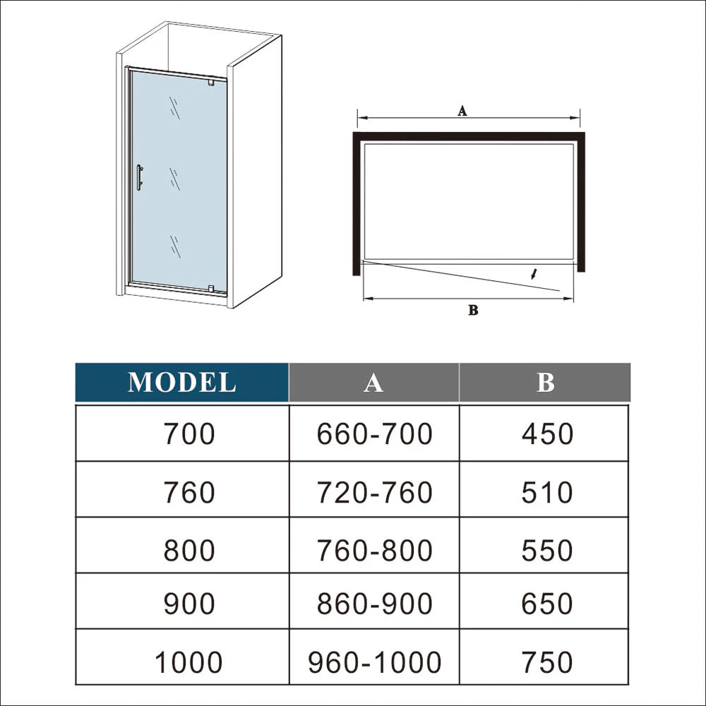 Pivot Single Shower Door 6mm