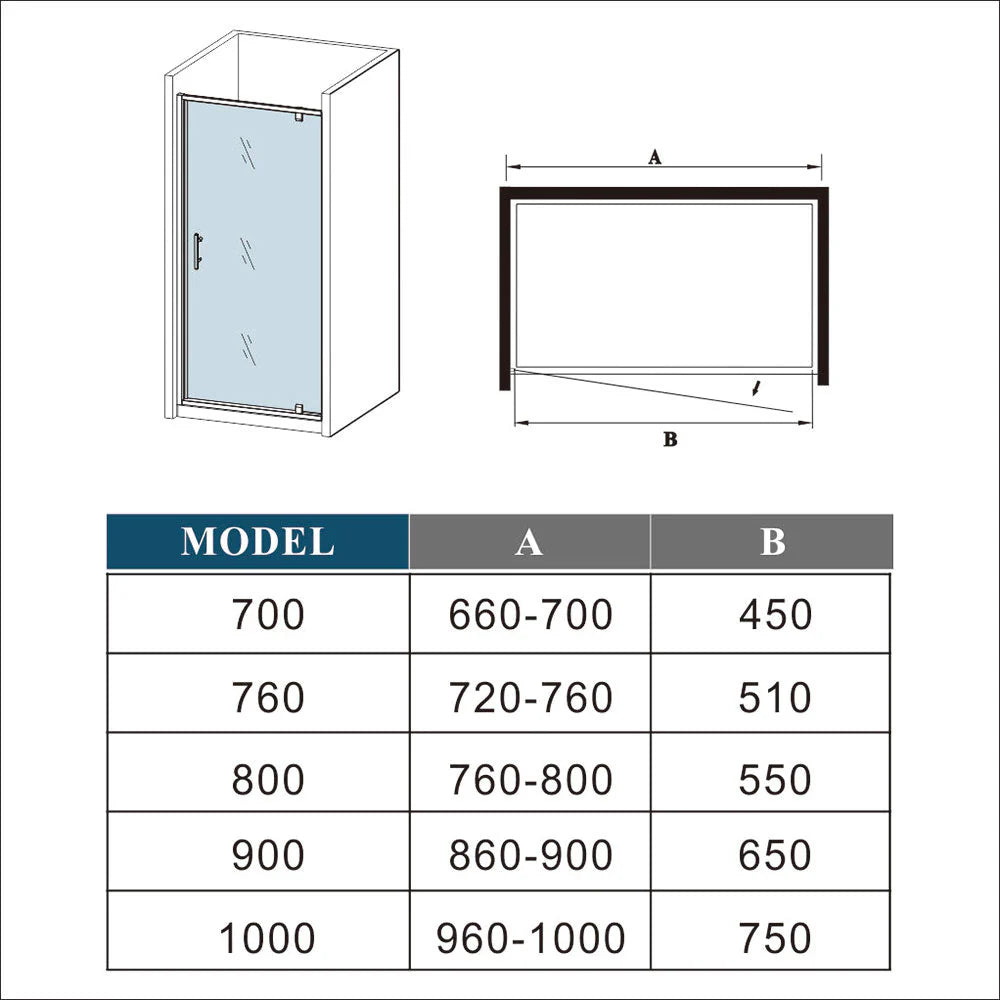 Black Pivot Shower Door Enclosure Single Glass Door Shower Cubicle