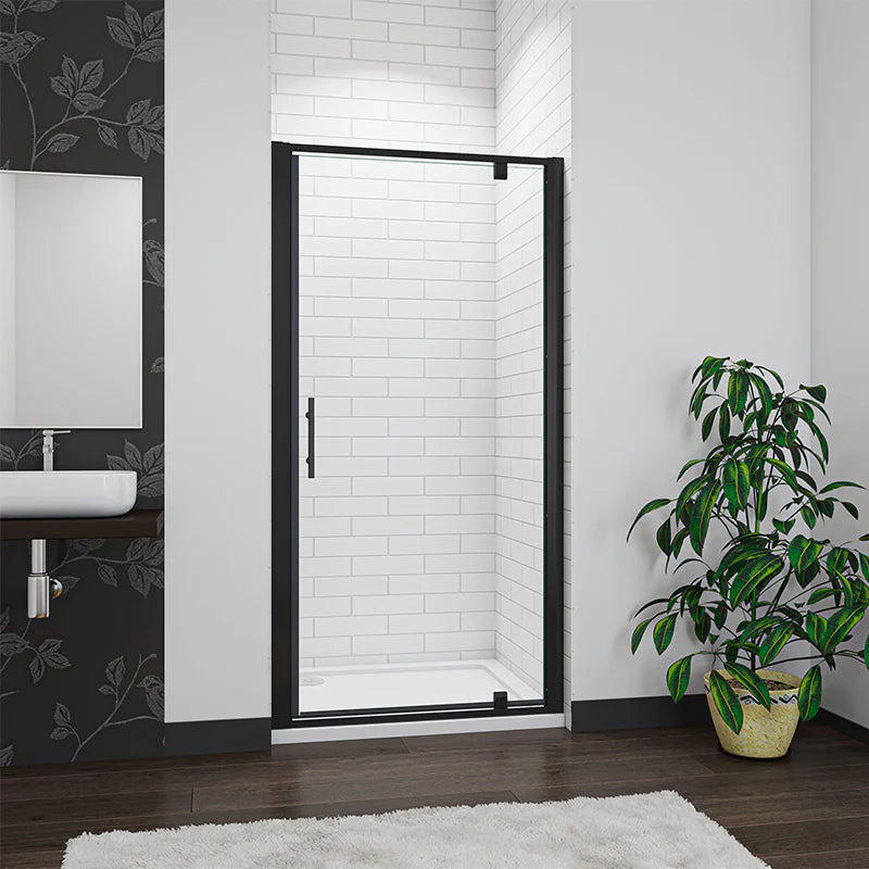 Black Pivot Shower Door Enclosure Single Glass Door Shower Cubicle