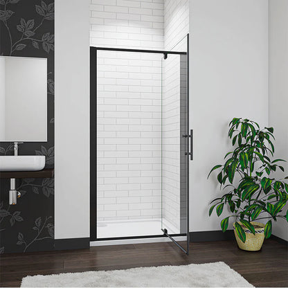 Black Pivot Shower Door Enclosure Single Glass Door Shower Cubicle