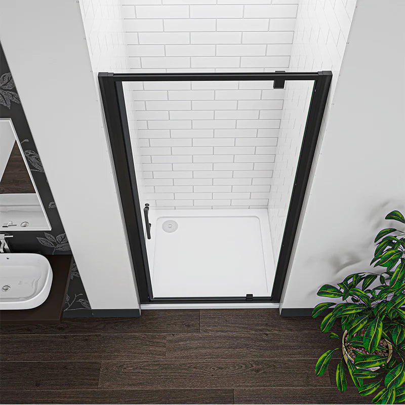 Black Pivot Shower Door Enclosure Single Glass Door Shower Cubicle