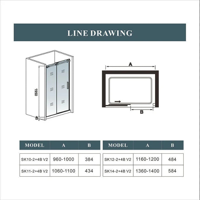 Frameless Sliding Shower Enclosure 195cm Door Shower Tray