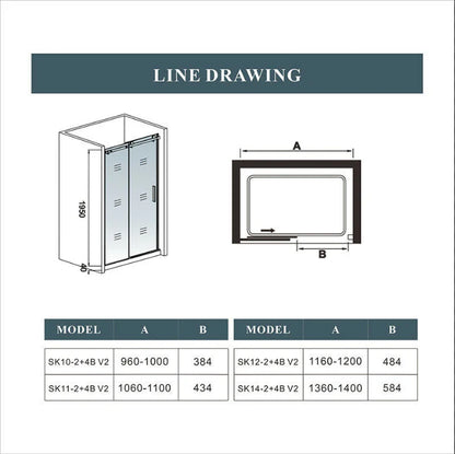 Frameless Sliding Shower Enclosure 195cm Door Shower Tray