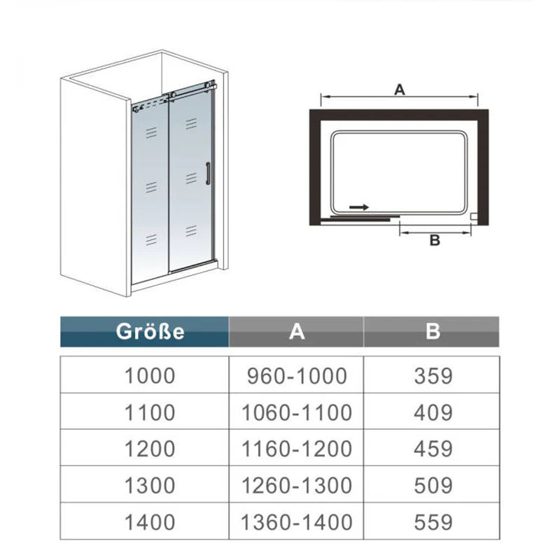 Frameless Sliding Shower Door Black Frame 8mm NANO Glass