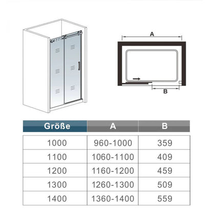 Frameless Sliding Shower Door Black Frame 8mm NANO Glass