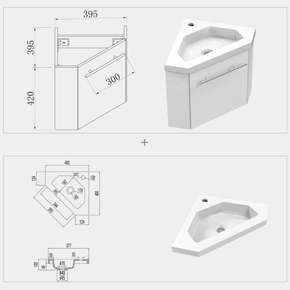 Corner Basin Vanity Unit for Small Bathroom Cloakroom