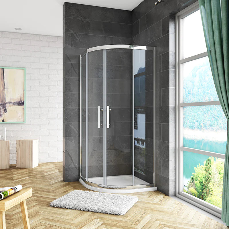 8mm NANO Easy Clean tempered clear glass Quadrant Shower Enclosure 1900mm Chrome Offset/Equal Cubicle