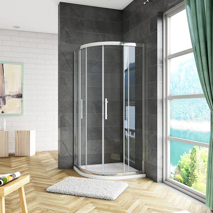 8mm NANO Easy Clean tempered clear glass Quadrant Shower Enclosure 1900mm Chrome Offset/Equal Cubicle