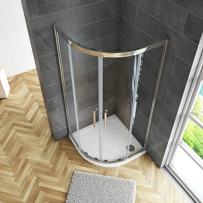 8mm NANO Easy Clean tempered clear glass Quadrant Shower Enclosure 1900mm Chrome Offset/Equal Cubicle