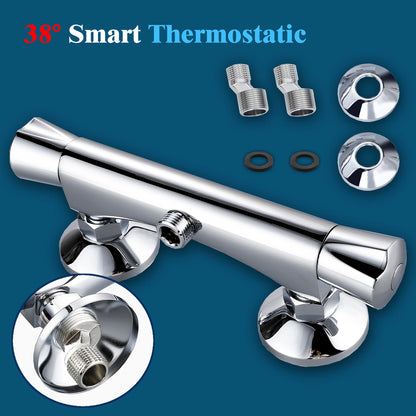 Bathroom thermostat Exposed Shower mixer double head large round bar setting Chrome setting