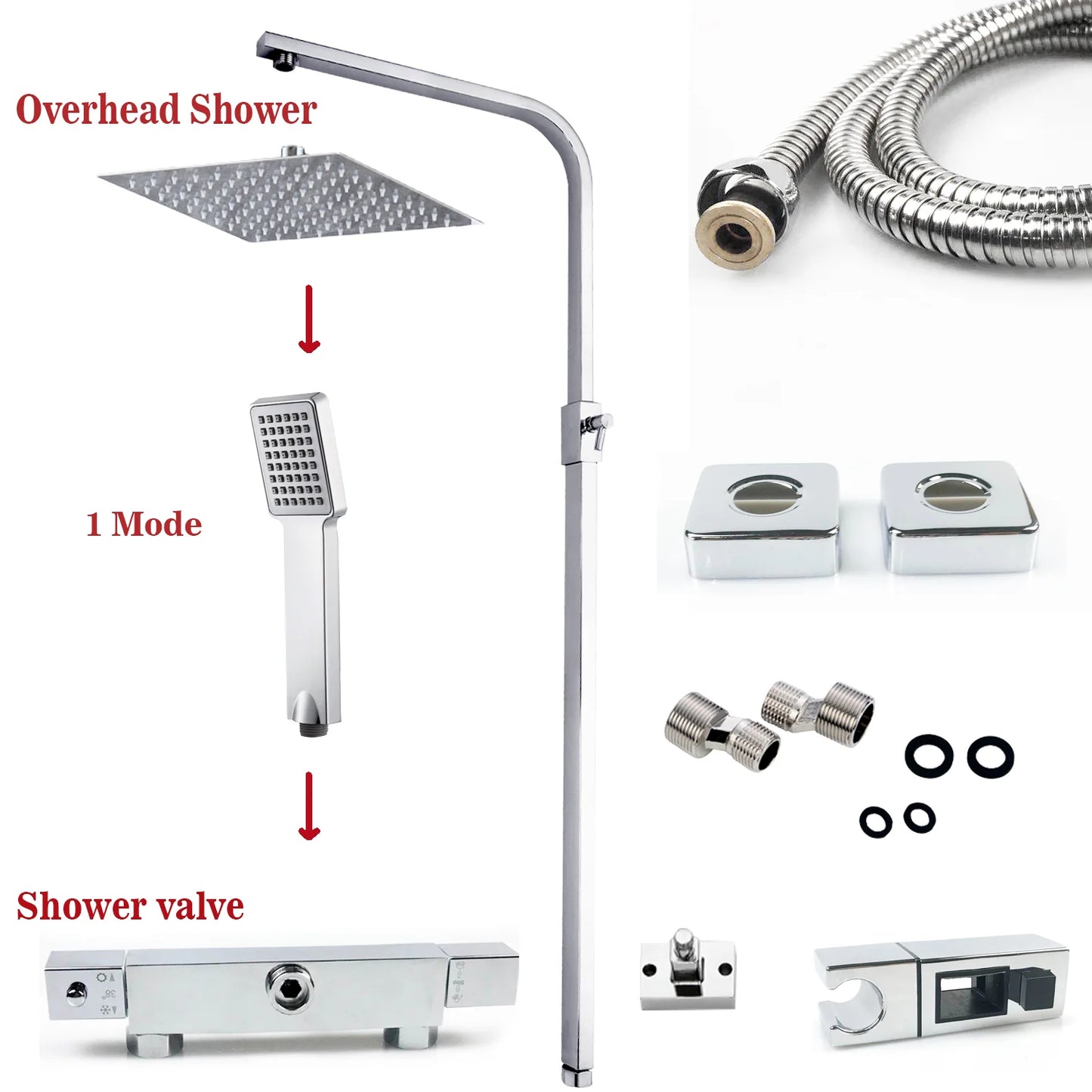 Bathroom Shower 38 Degrees Constant Temperature Shower, Single Function, Height Can Be Adjusted Freely.