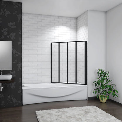 4/5 Fold Folding Bath Shower Screen Panel 900/1000/1200x1400mm Black Frame