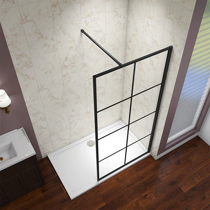 Black Walk in Wet Room Shower screen 8mm Easyclean glass Width 700-1200mm ,1850 mm Height