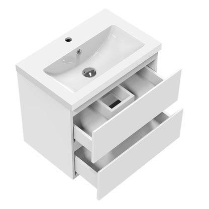 500mm Designer Bathroom Wall Hung Vanity Units with Sink,2 Drawers,White and Grey