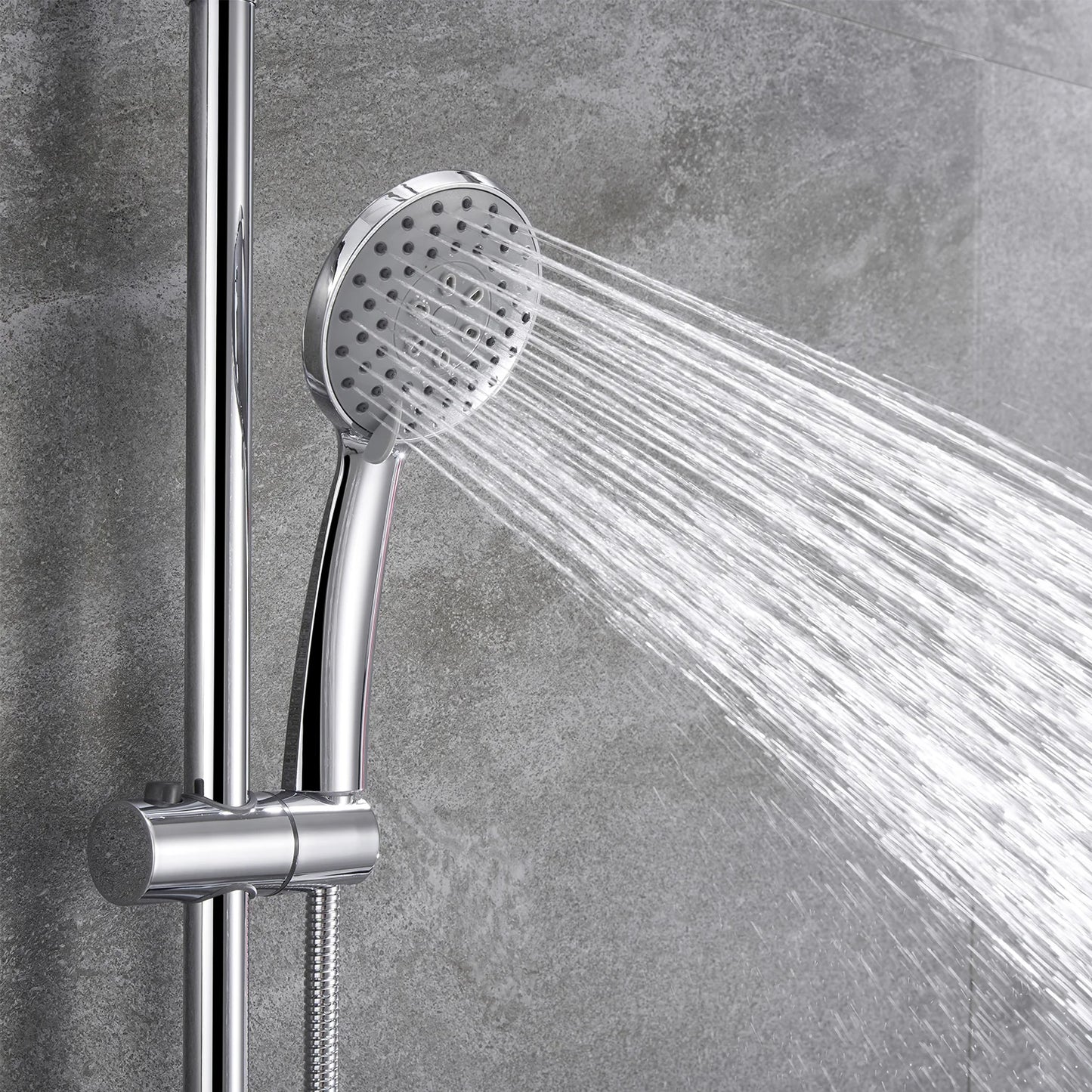 Bathroom Thermostatic Shower Mixer Set with Flexible 9" Stainless steel Top Spray and 3 Function Handheld Shower