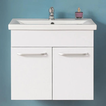 600mm Wall Hung Vanity Unit with Ceramic Basin-2 Doors,White