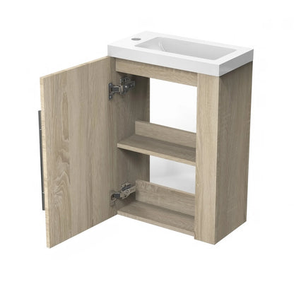 440×600 Bathroom Vanity Unit with Basin Oak Single Door Storage