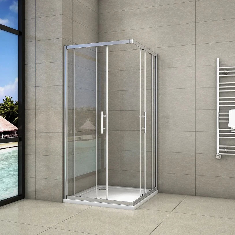 1850mm Corner Entry Enclosures Cubicle Double Sliding Shower Doors Chrome Frame