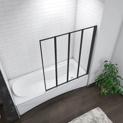 4/5 Fold Folding Bath Shower Screen Panel 900/1000/1200x1400mm Black Frame