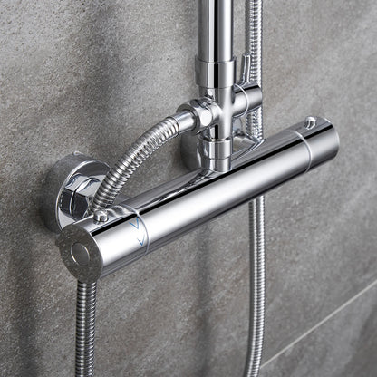 Bathroom Thermostatic Shower Mixer Set with Flexible 9" Stainless steel Top Spray and 3 Function Handheld Shower