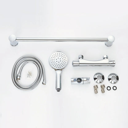 Thermostatic Shower Mixer Set Round Exposed Valve Modern Chrome Bathroom