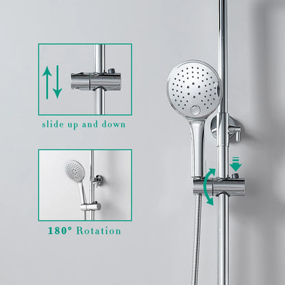 Thermostatic Shower Mixer Set Exposed Round Twin Head Chrome Valve 10" Overhead