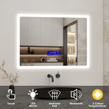 500*700 LED Bathroom Mirror with Demister Pad and Bluetooth Speaker,2 Colors,Touch Switch