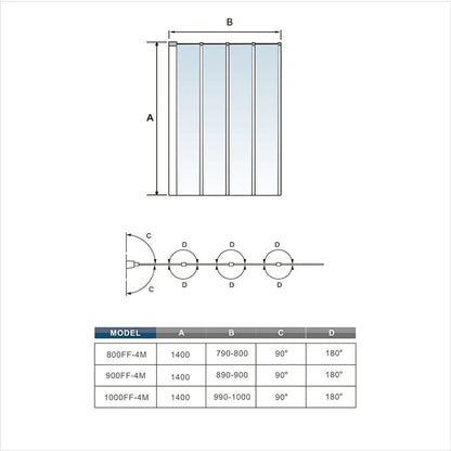 4/5 Fold Folding Bath Shower Screen Panel 900/1000/1200x1400mm Black Frame