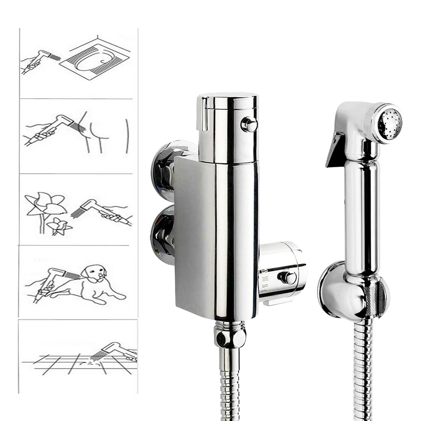 Thermostatic Mixer Bidets Toilet Valve Hand Held Douche Kit Muslim Spray Shower