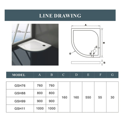 Offset/Equal Quadrant Shower Enclosure tempered clear glass Chrome Frame Cubicle 1850mm Height