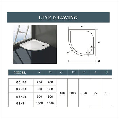 Quadrant Shower Enclosure 760-1000mmx1850 Corner Entry Cubicle Shower Tray Optional