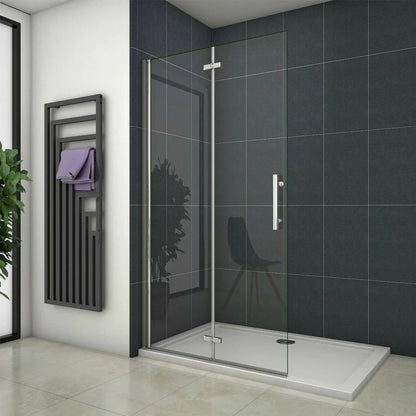 1850mm Height Wet Room Walk In Bi fold Pivot Single door Shower Panel Bath screen Glass