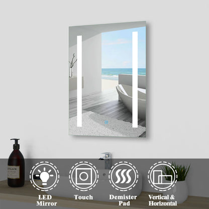 Rectangle Bathroom LED Mirror with Demister Pad|Wall Mounted|IP44|Vertical&Horizontal