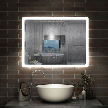 LED Bathroom Mirror with Demister Pad and Bluetooth Speaker|3 Colors|Touch Switch|IP44