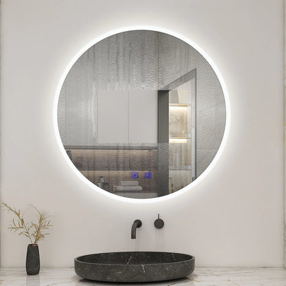 Round LED Bathroom Mirror with Demister Pad and Bluetooth|3 Colors|Dimming Function|IP44