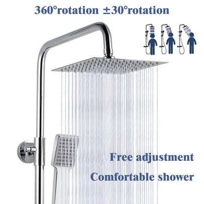 Bathroom Thermostatic Shower Mixer Set 8" Stainless steel Top Spray Handheld Shower Set.(08A)