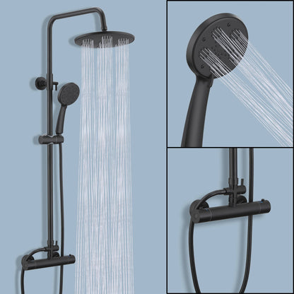 Bathroom Thermostatic Shower Mixer Set 9" Stainless steel Top Spray 3 Function Handheld Shower