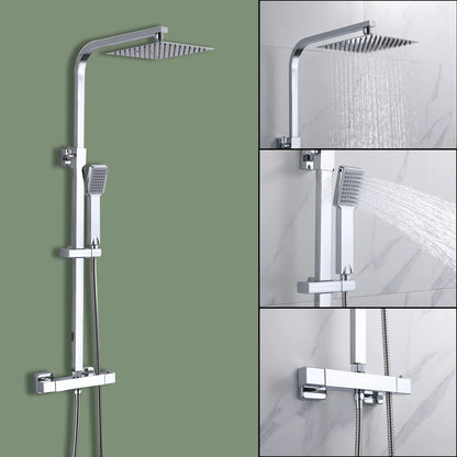 Bathroom Thermostatic Shower Mixer Set 8" Stainless steel Top Spray Single Function Handheld Shower Set(17)