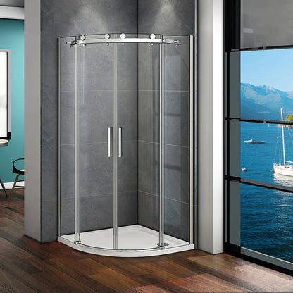 900x900x1950mm Frameless Quadrant Shower Enclosure Corner Cubicle Big Rollers