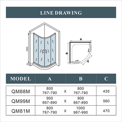 Quadrant Shower Enclosure 760-1000mmx1850 Corner Entry Cubicle Shower Tray Optional